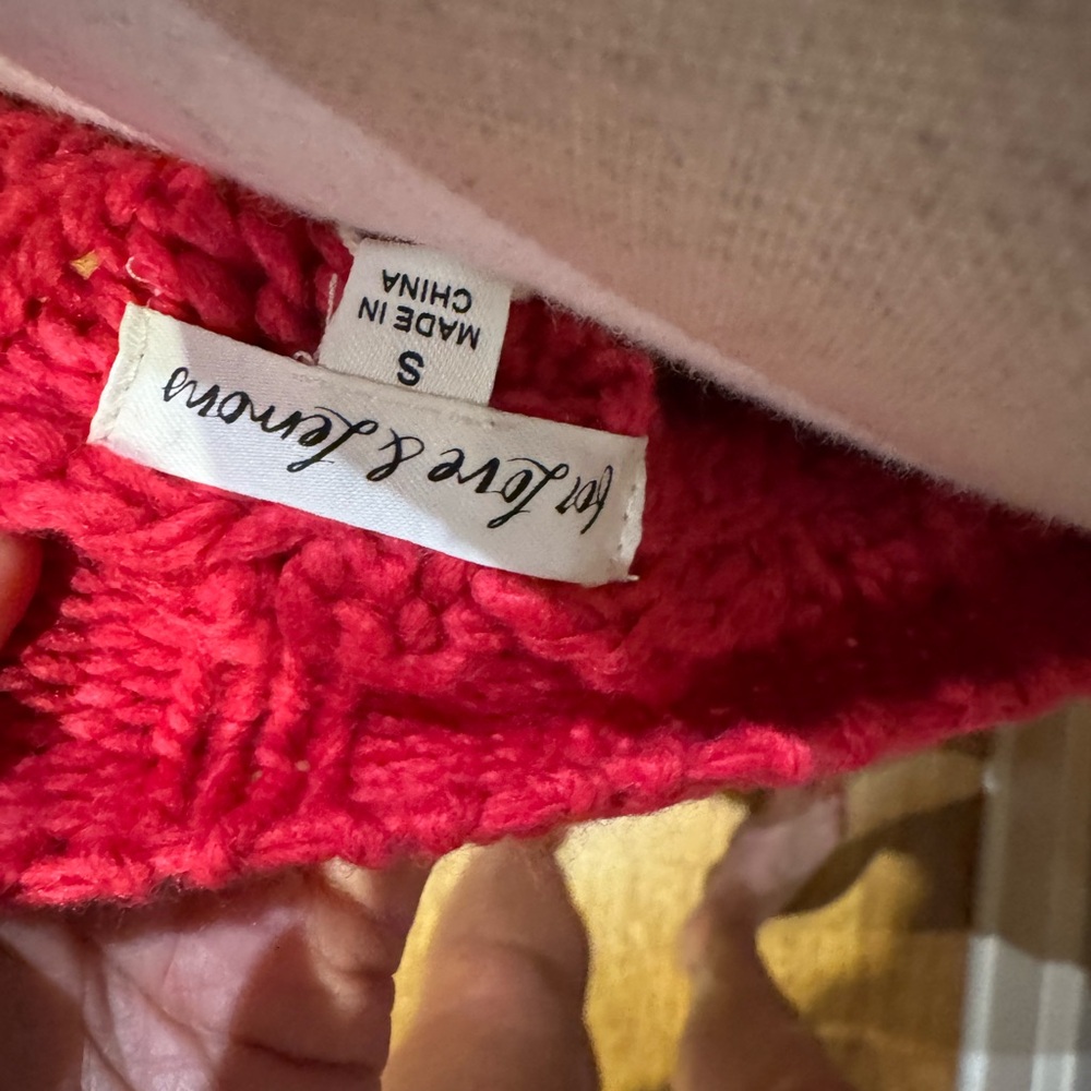 NWT For Love And Lemons hot pink Off-the-Shoulder Sweater - Picture 6 of 8